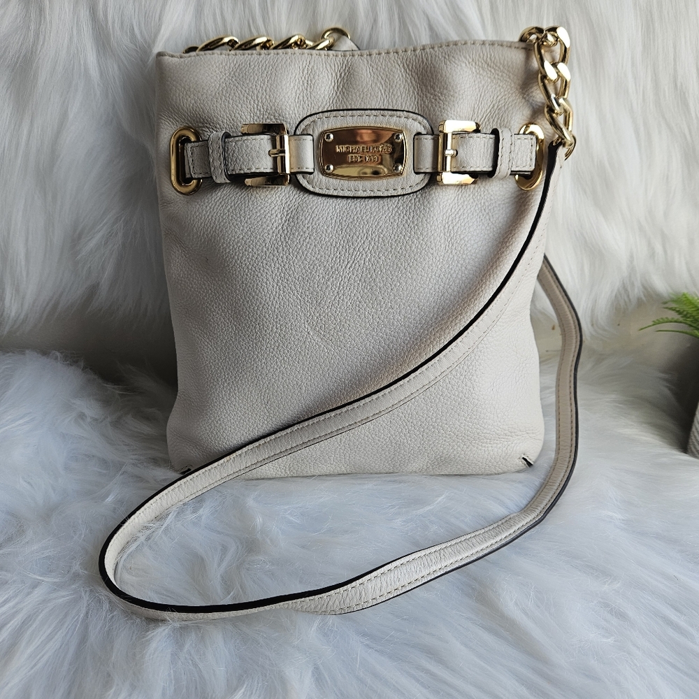 Michael Kors Cream & Gold Leather Crossbody Bag
